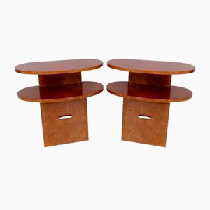 Vintage Art Deco Wooden Nightstands with Two Shelves, Italy, 1940s, Set of 2