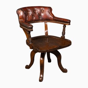 English Porters Hall Chair in Leather, 1880s