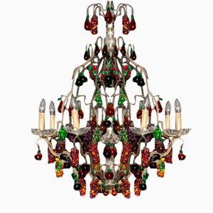 Lámpara de araña grande de cristal de Murano de Made Murano, años 70