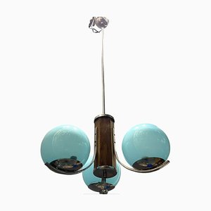 Lampe à Suspension Art Déco Bleu Turquoise, 1950s
