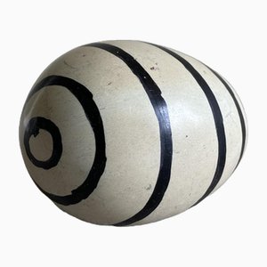 Mid-Century Minimalist Travertine Stone Decorative Egg, 1940s