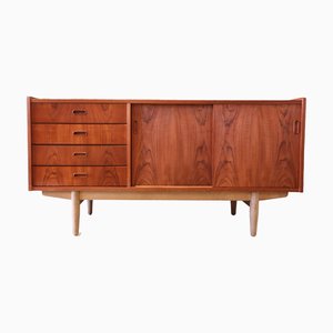 Danish Sideboard in Teak and Oak with Drawers and Sliding Doors, 1960s