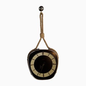 Mid-Century German Wall Clock with Metal Housing on the Cord Suspension from Garant, 1960s