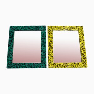 Petits Miroirs avec Cadre Décor Jaune et Vert, Set de 2