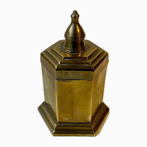 Art Deco Hexagonal Brass Tea Caddy, 1930s