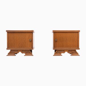 Oak Night Stands, Holland, 1940s, Set of 2