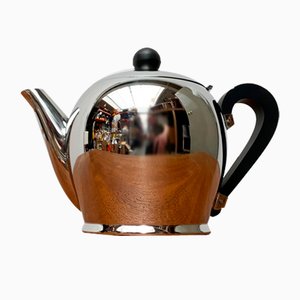 Postmodern Italian Stainless Steel and Bakelit Bombe Teapot Coffeepot Kettle by Carlo Alessi for Alessi