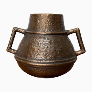 Vaso brutalista Mid-Century in bronzo