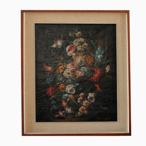 Mariolino da Caravaggio, Flowers, 1970, Oil on Canvas, Framed