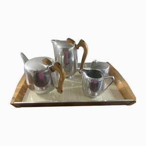 Vintage Tea & Coffee Set on Tray from Pisquot Ware, 1970s, Set of 5
