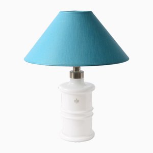 Danish White Glass Pharmacy Table Lamp by Sidse Werner for Holmegaard, 1980s