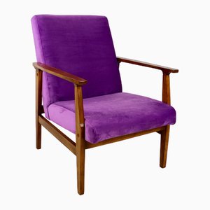 Vintage Violet Velvet Armchair, 1970s