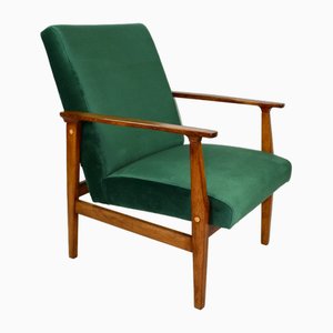 Vintage Green Velvet Armchair, 1970s