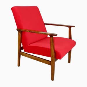 Vintage Red Velvet Armchair, 1970s