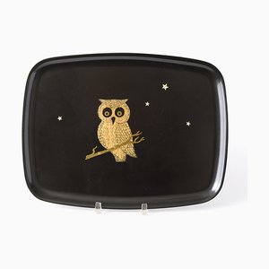Mid-Century Inlaid Owl Tray from Couroc, 1960s