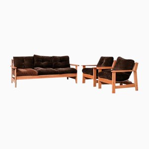 Französische Mid-Century Sessel & Sofa Set, 3