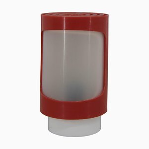 Lámpara de mesa era espacial de plástico en rojo y blanco, años 60