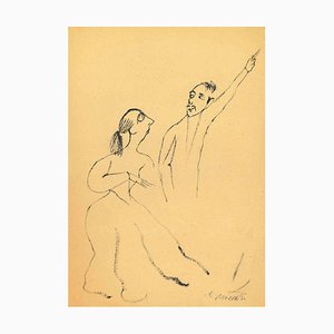 Mino Maccari, The Visionary, Ink Drawing, Mid-20th Century