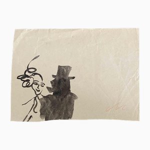 Mino Maccari, Figuren, Aquarell, Mitte 20. Jh.