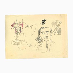 Mino Maccari, Figures, Mid-20th Century, Drawing