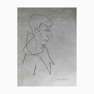 Mino Maccari, Profile, Pencil Drawing, 1960s