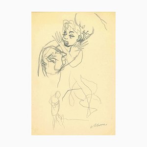 Mino Maccari, Flatterie, Dessin au crayon, Milieu du 20e siècle