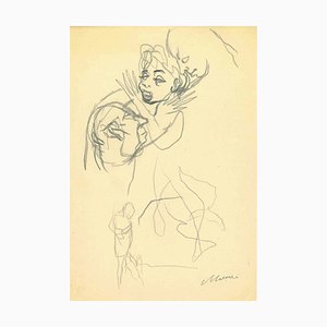 Mino Maccari, Flattery, Pencil Drawing, Mid-20th Century