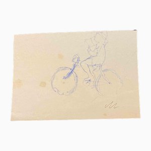 Mino Maccari, Bicicletta, Disegno a china, metà del XX secolo
