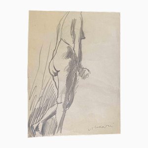 Mino Maccari, Nude, Pencil Drawing, Mid-20th Century