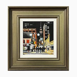 Angela Wakefield, Figures at Empire State Building New York Night by British Artist, 2023