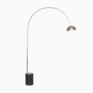 Adjustable Steel Arm and Black Metal Base Arch Floor Lamp from Reggiani, 1970s