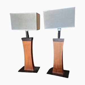 Lampes en Palissandre et Fer, 1970s, Set de 2