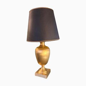 Gilt Brass Black Shade Table Lamp, 1970s