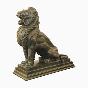 Art Deco Tierische Löwenskulptur aus Bronze, 1930er