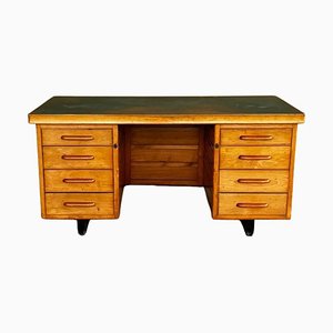Mid-Century Desk with Green Top and Eight Drawers by Anonima Castelli for Castelli, 1950s