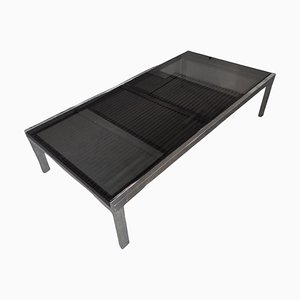 Extendable Coffee Table in Chromed Steel and Smoked Glass from Knoll, 1970s