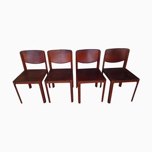 Rote Vintage Lederstühle von Matteo Grassi, 1990er, 4er Set