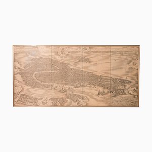 Très Grande Gravure de Carte de Venise, Milieu du 19ème Siècle