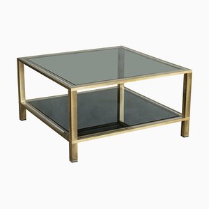 Vintage Coffee Table in Smoked Glass and Chromed Steel in the style of Romeo Rega, 1970s