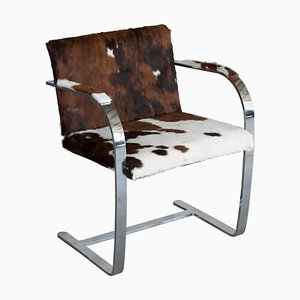 55 Brno Chair in Cow Skin by Ludwig Mies Van Der Rohe for Knoll, 1980s