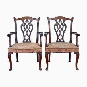Early 20th Century Chippendale Revival Armchairs, 1920s, Set of 2