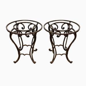 1970s Wrought Iron Side Tables with Glass Tops