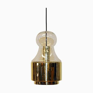 Norwegian Brass and Glass Pendant Lamp by Jonas Hidle for Høvik Verk, 1970s