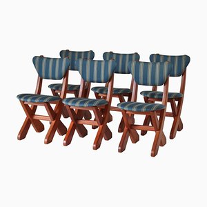 Juego de 6 sillas de comedor escandinavas modernas de madera de pino, Dinamarca, años 60. Juego de 6