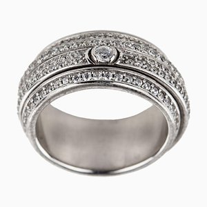 White Metal Ring with Swarovski Crystals