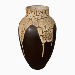 Grès De Puisaye Vase aus Brauner Keramik von Léon Pointu