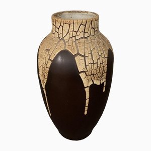 Grès De Puisaye Vase in Brown Ceramic by Léon Pointu