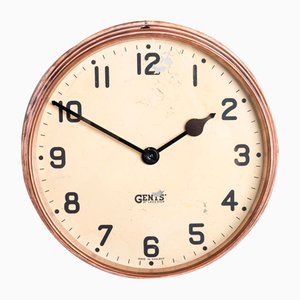 Horloge d'Usine Vintage Industrielle en Cuivre par Gents of Leicester