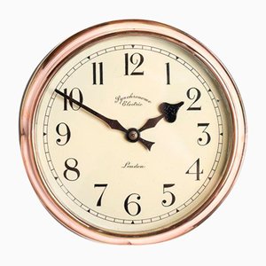 Vintage Polished Copper Factory Wall Clock by Synchronome