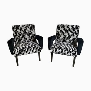 Set of Italian Handcrafted Armchairs in Wood and Upholstered with Guild Velvet, 1960s